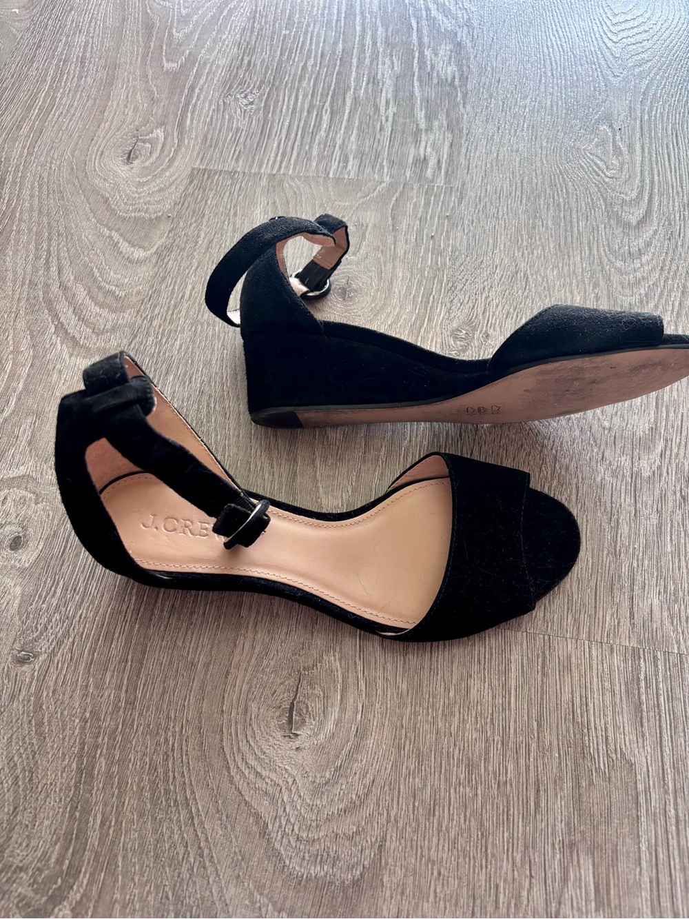 J. Crew black suede wedges